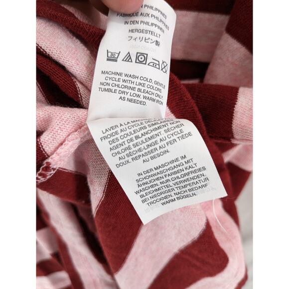 J.Crew Striped Top S Maroon Pink Knit Turtleneck Long Sleeves Flowy Hem Workwear - Picture 6 of 9